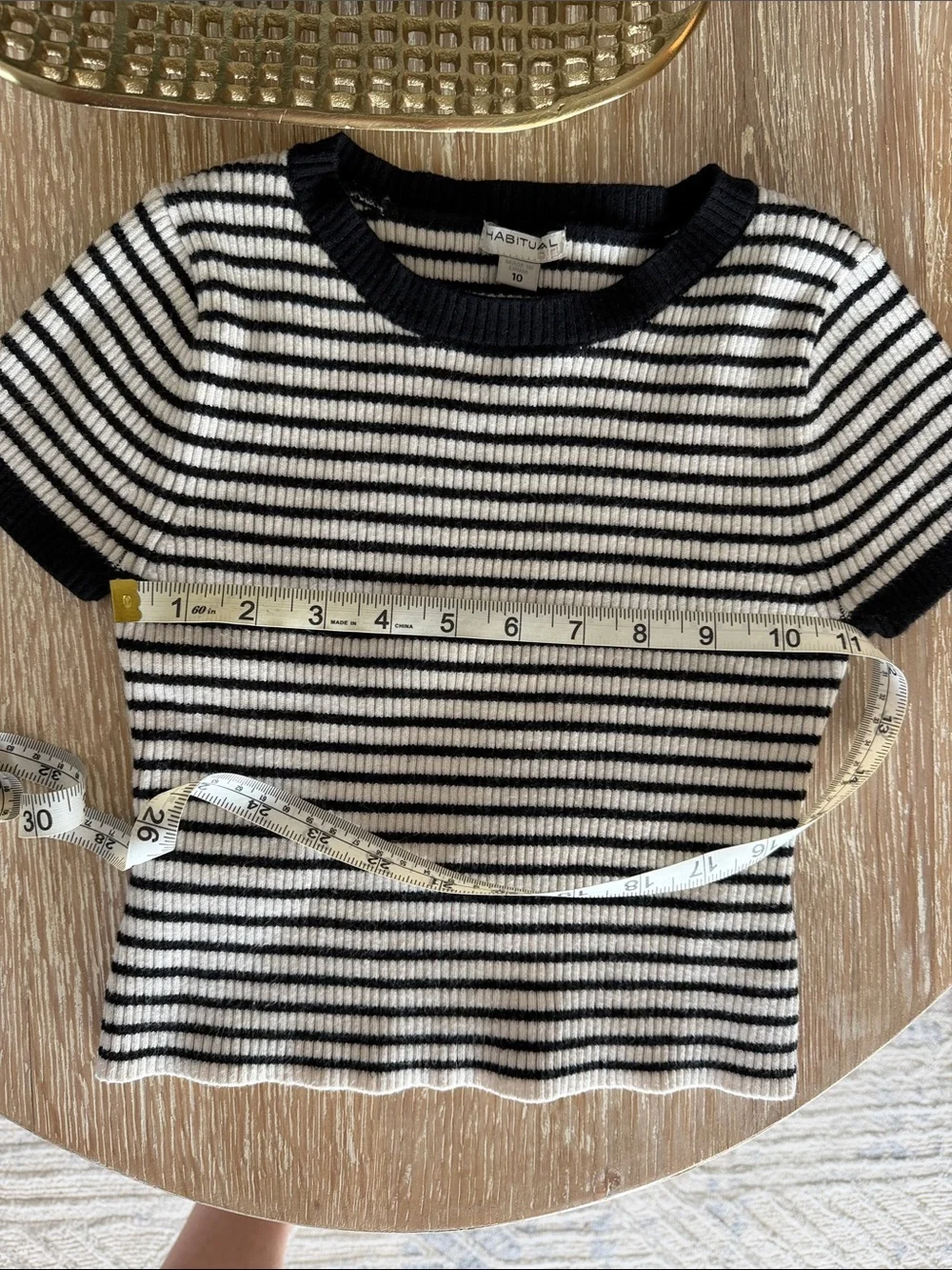 Habitual girls Black and White Striped Knit Top & Skirt Set sz 10